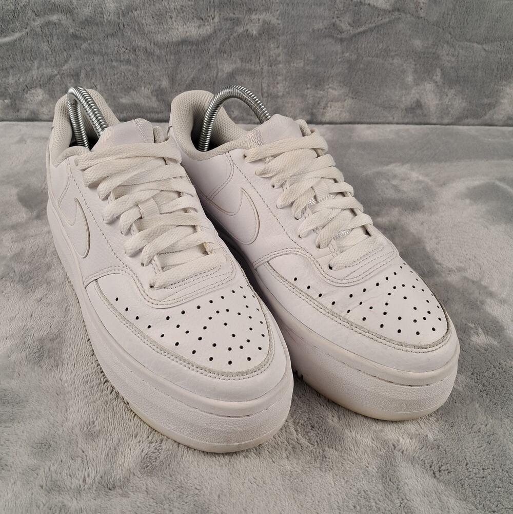 Nike Court Vision Alta Women's Size 8.5 White Platform Leather Sneakers